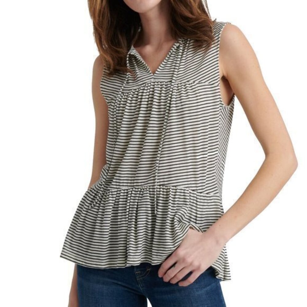 Lucky Brand Ruffle Stripe Tunic. XS